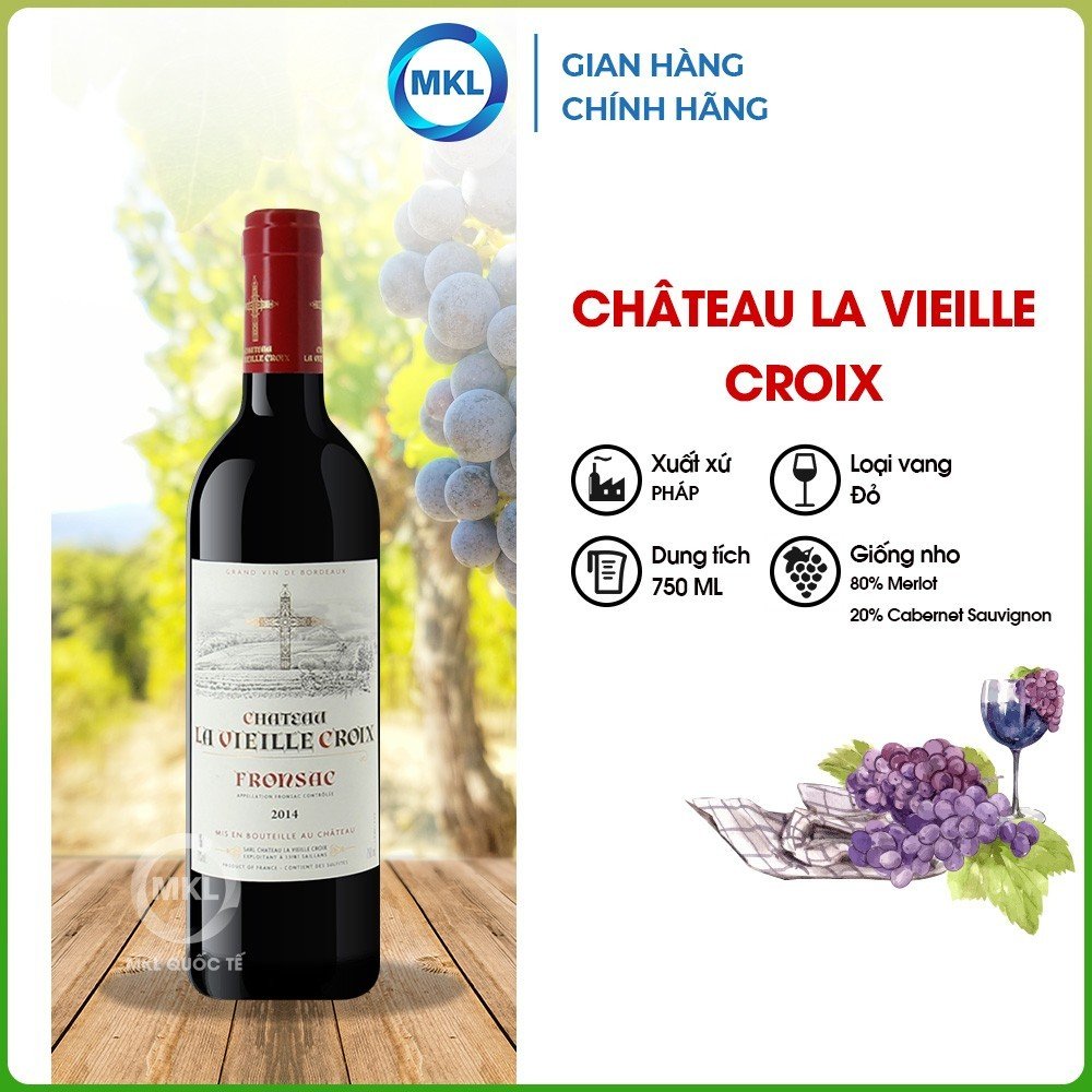 Rượu Vang Đỏ  Pháp Château La Vieille Croix AOP Fronsac 750ml 14.5% Pháp - Chính Hãng