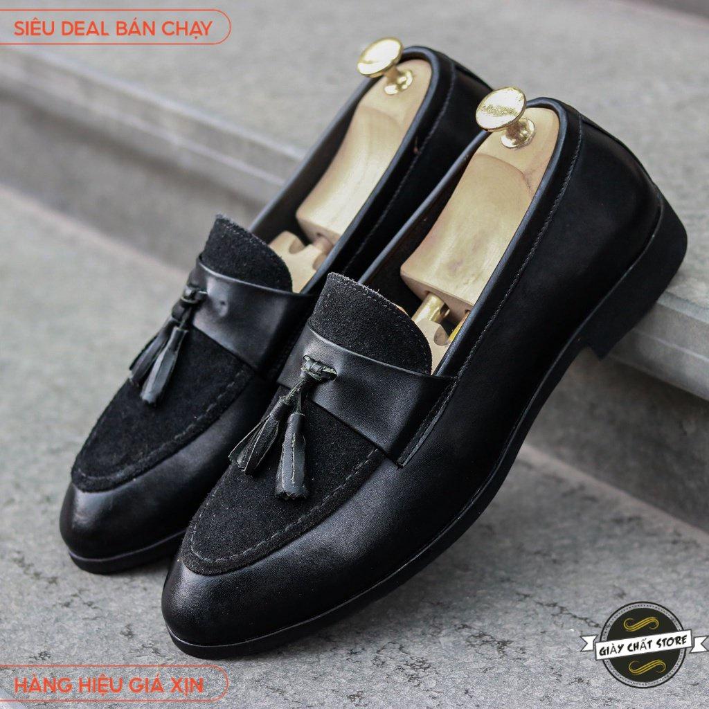 Giày tây nam Penny Loafer mặt da lộn gắn lơ  chuông  kiểu dáng siêu ấn tượng | Đế cao 3 cm
