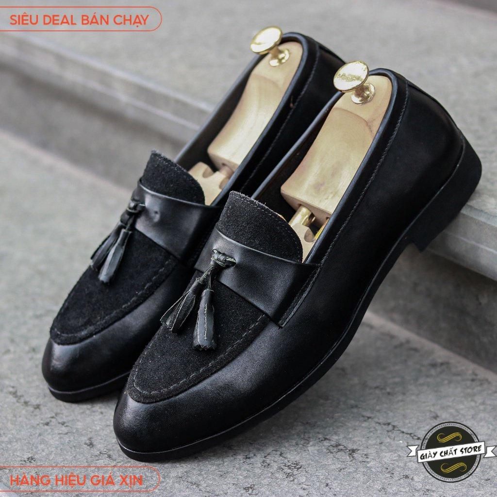 Giày tây nam Penny Loafer mặt da lộn gắn lơ chuông kiểu dáng siêu ấn tượng | Đế cao 3 cm