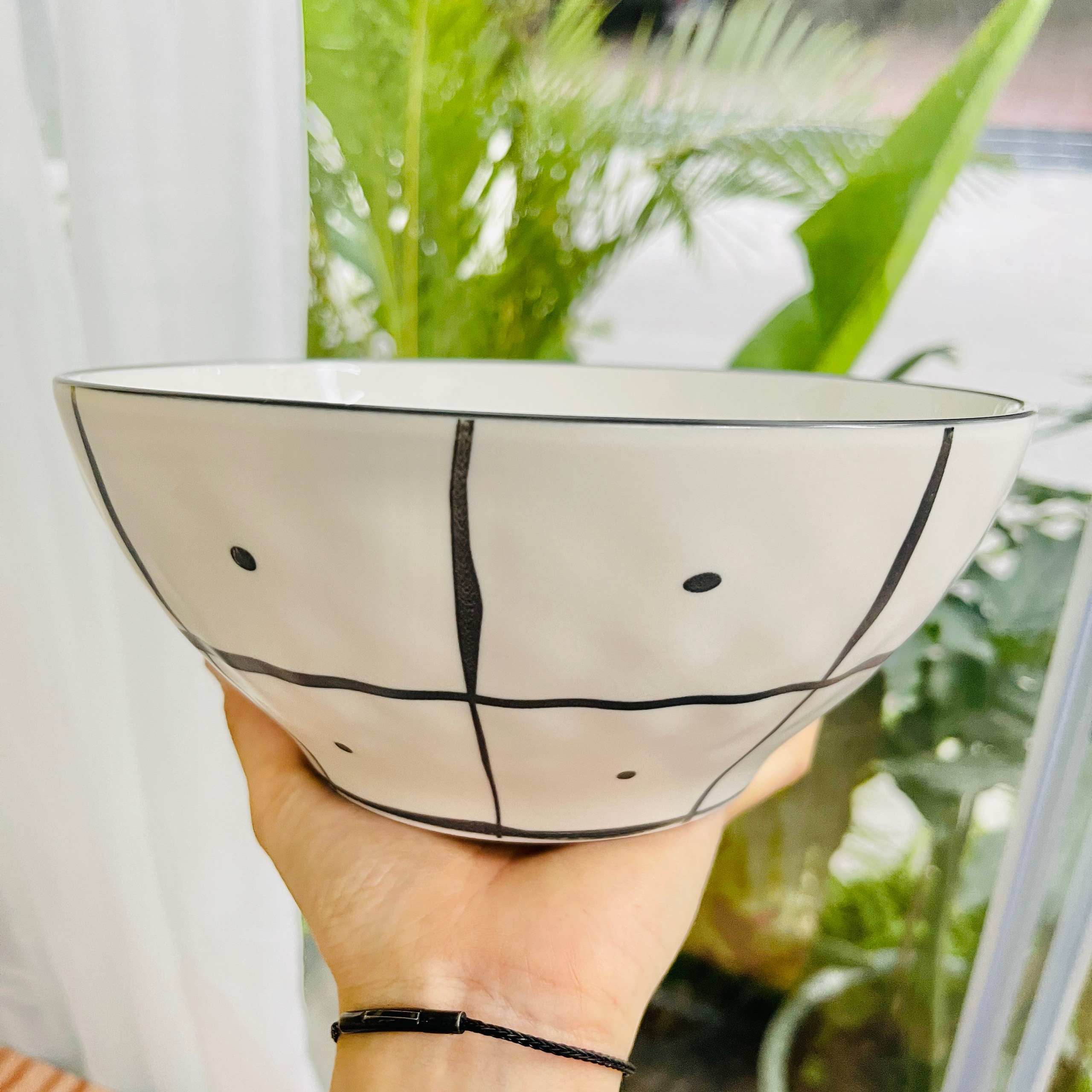 Các món lẻ trong bộ bát đĩa gốm sứ cao cấp hoạ tiết kẻ karo