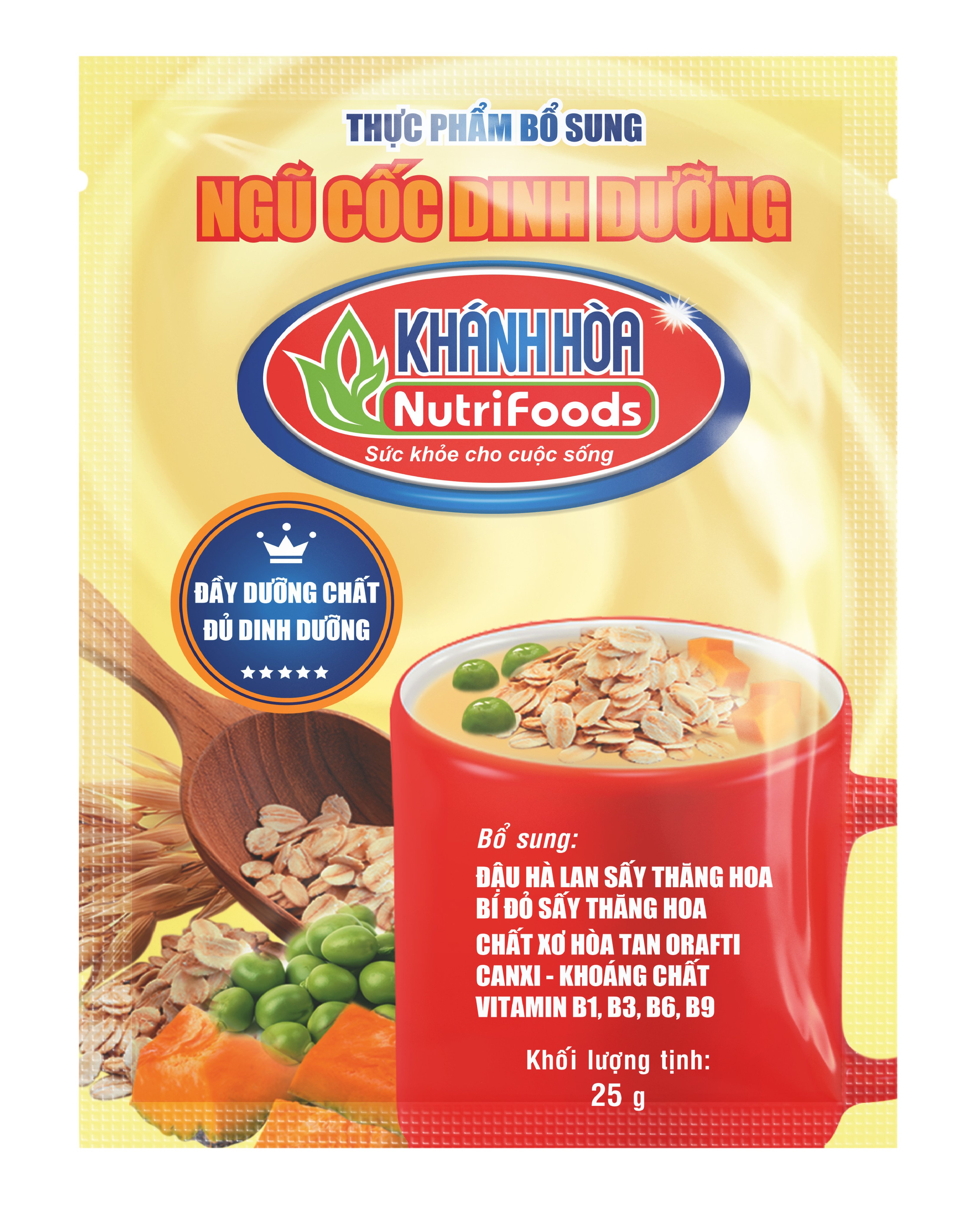 Thực Phẩm Bổ Sung Ngũ Cốc Dinh Dưỡng Khánh Hòa NutriFoods - Bổ Sung Rau Củ Quả, Chất Xơ Hòa Tan, Vitamin, Khoáng Chất (Túi 18 gói x 25g)