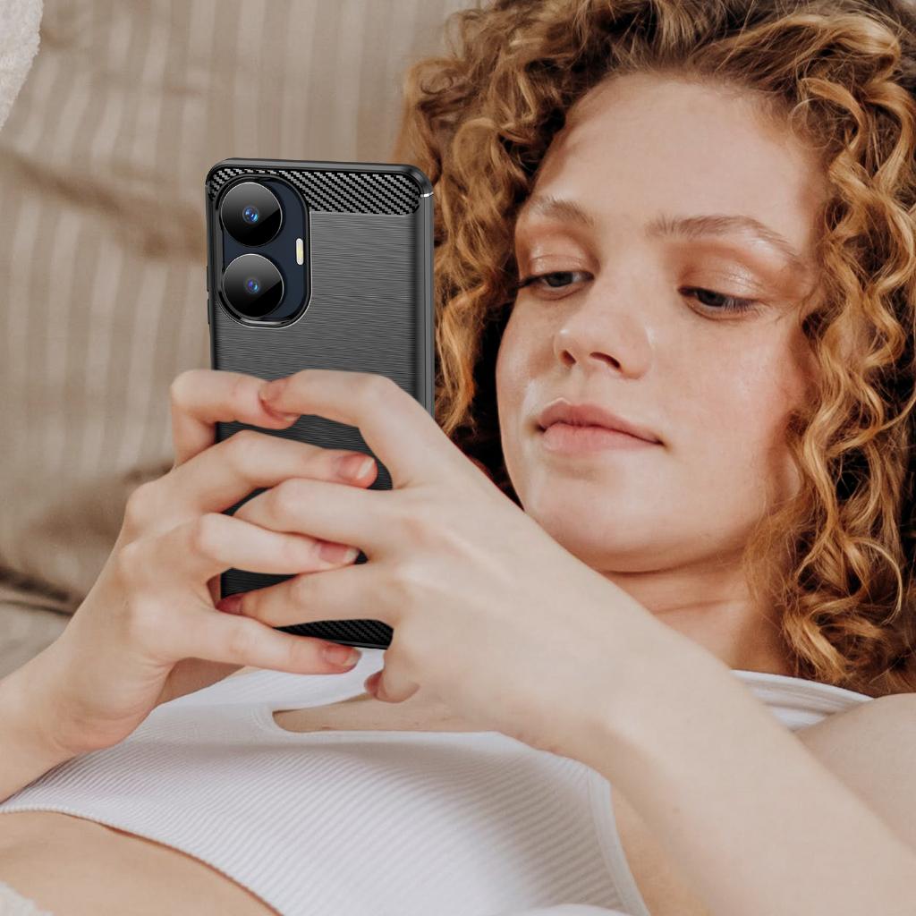 Ốp lưng cho Realme C55 silicone mềm Carbone phay xước chống sốc chống vân tay