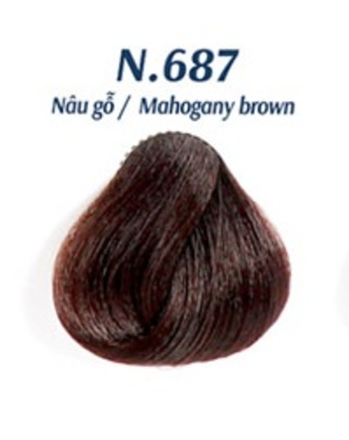 Nhuộm Phủ Bạc Cao Cấp Siêu Dưỡng,Tự Nhiên - Lavox 40 ML - N.687-Mahogany Brown-Nâu gỗ