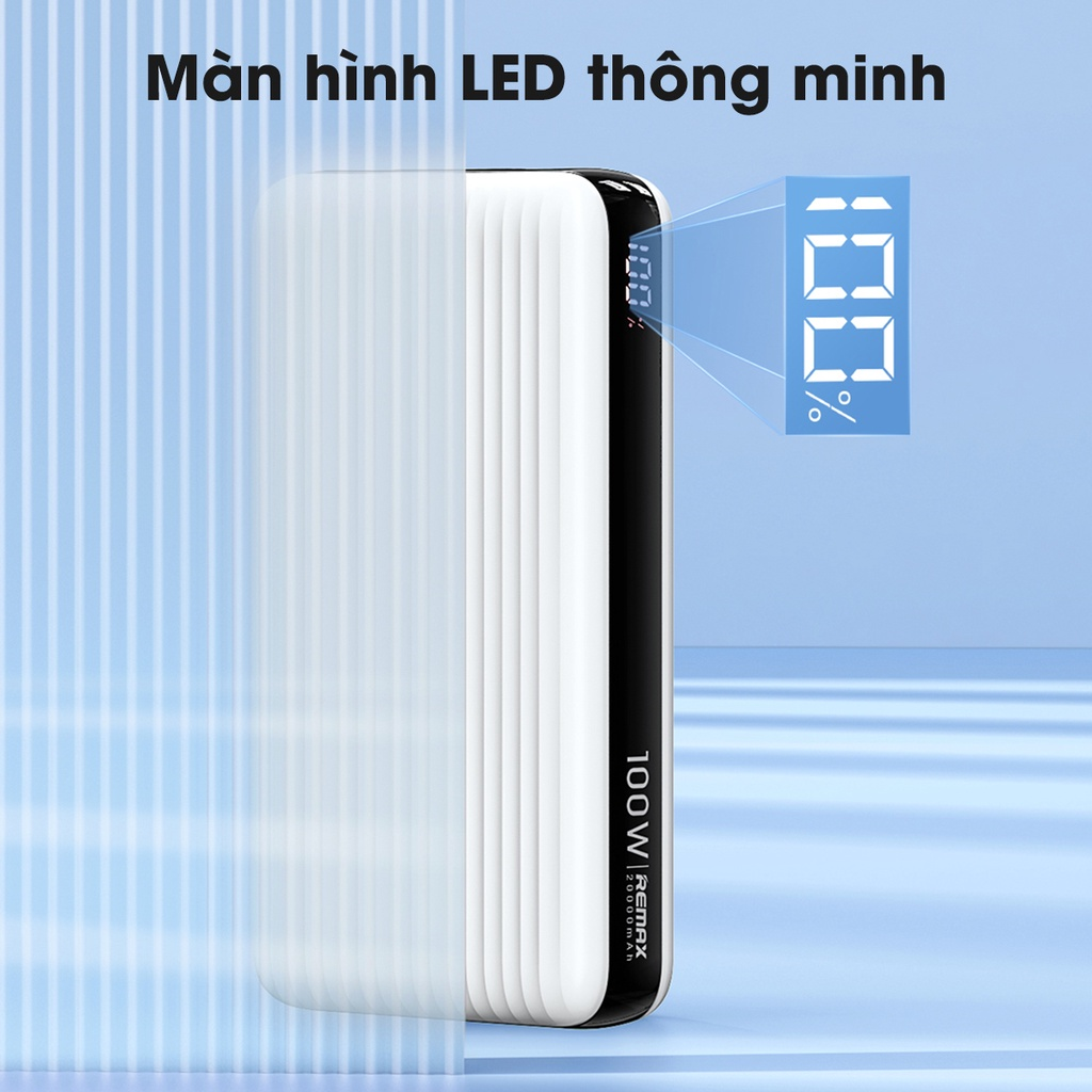 Pin Sạc Dự Phòng 20000mah Remax RPP-508 PD 100W - Hỗ Trợ Sạc Nhanh 100W - Sạc Cho Laptop và Tablet - Output 100W / Input 65W và QC3.0 18W - Hàng Chính Hãng