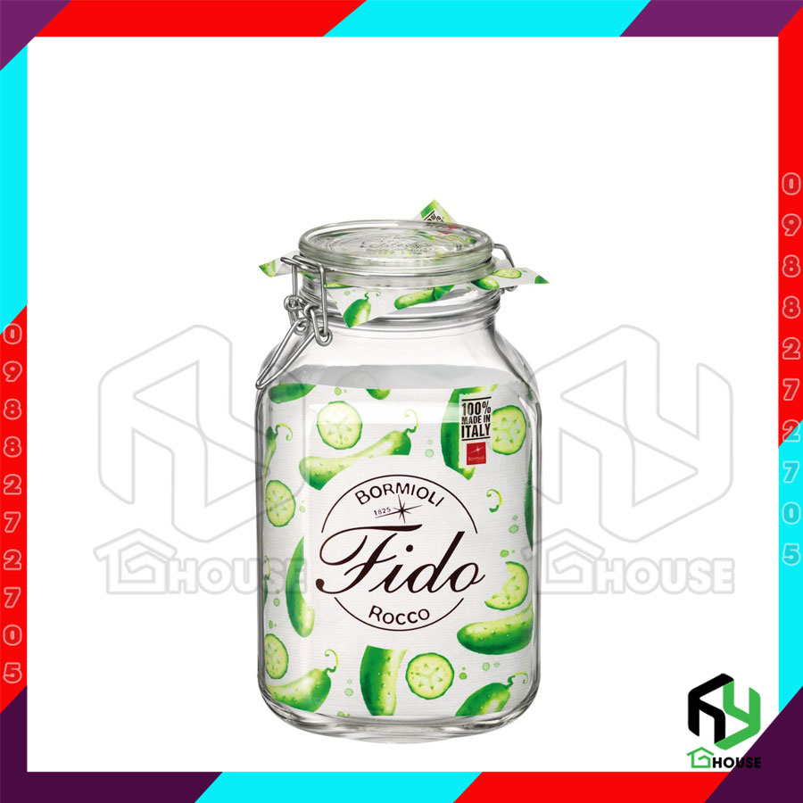 ITALY-Hũ thủy tinh nắp cài FIDO - Bormioli Rocco - 3000ml - Siêu kín hơi - Glass jar with airtight lid