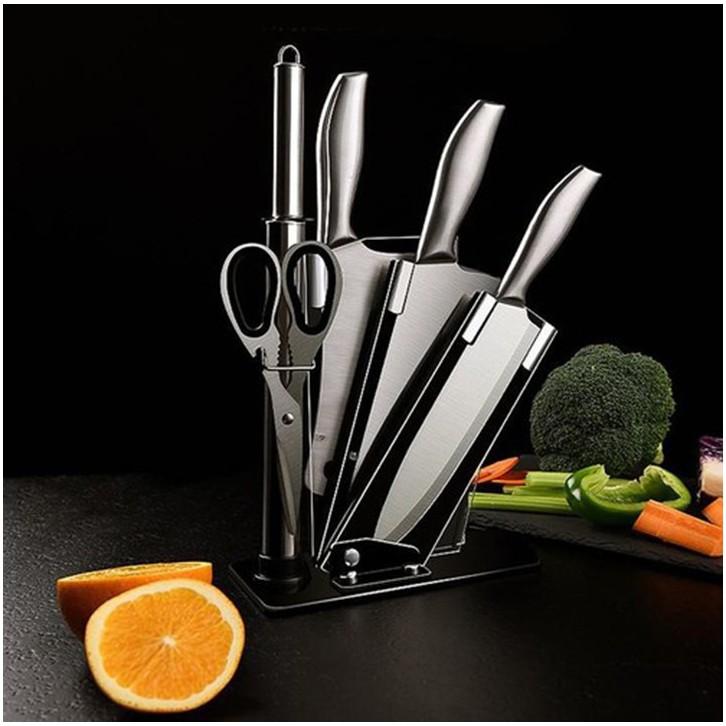 Bộ Dao Nhật INOX 6 Món Nhà Bếp Cao Cấp Kèm Khay Đựng