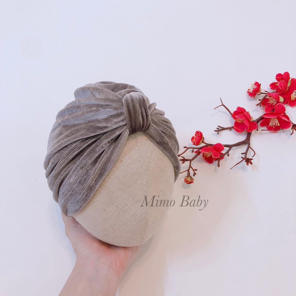 Mũ turban cho bé - mã nhung trơn (8-16kg)