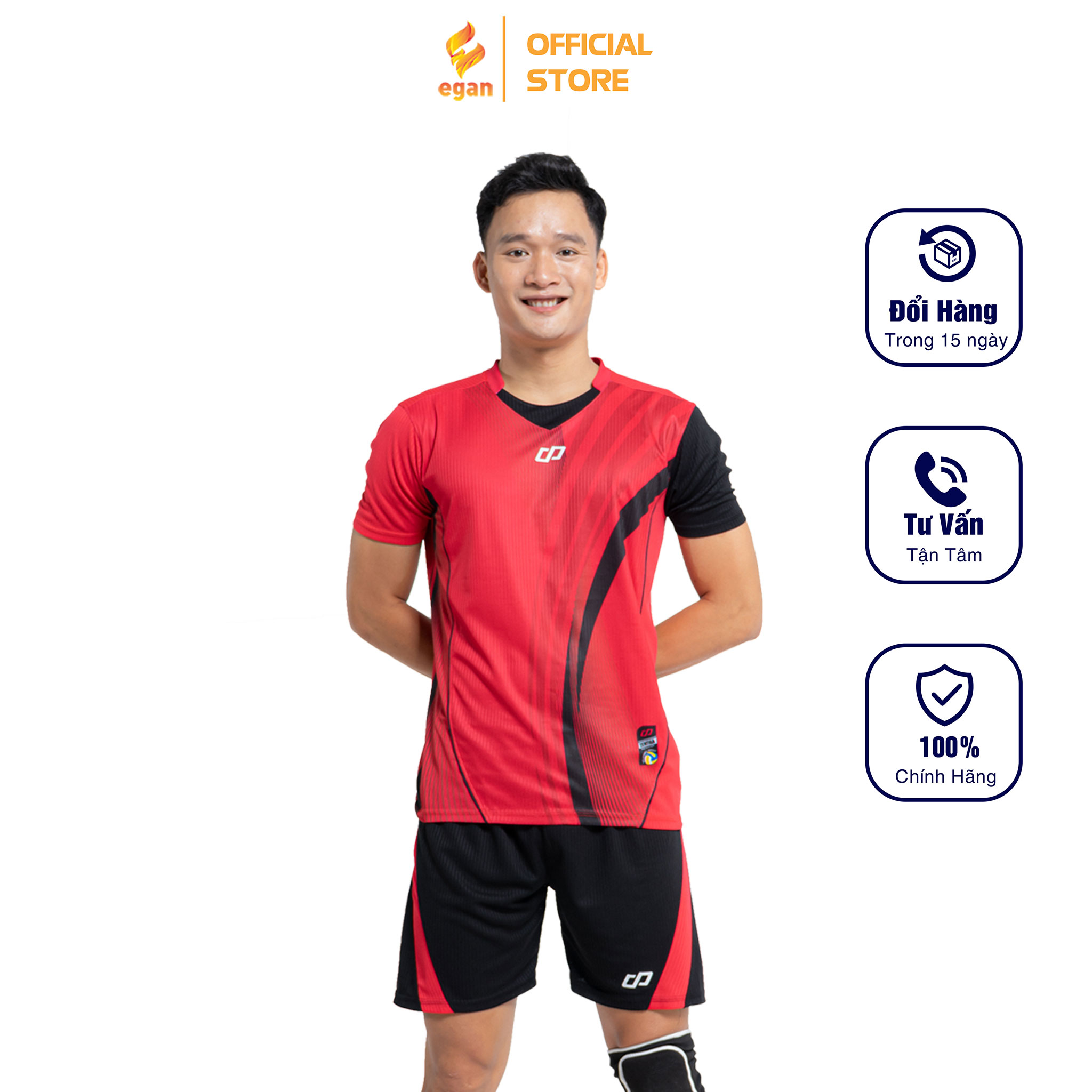 Bộ Quần Áo Thể Thao Bóng Chuyền Màu Đỏ Nam ZENTIGA - CP SPORT BC05