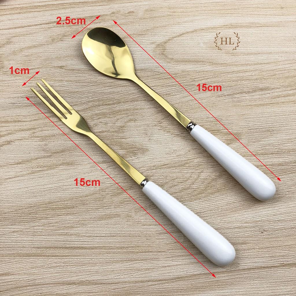Thìa cafe - Nĩa size Bé | THÌA NĨA INOX CÁN SỨ