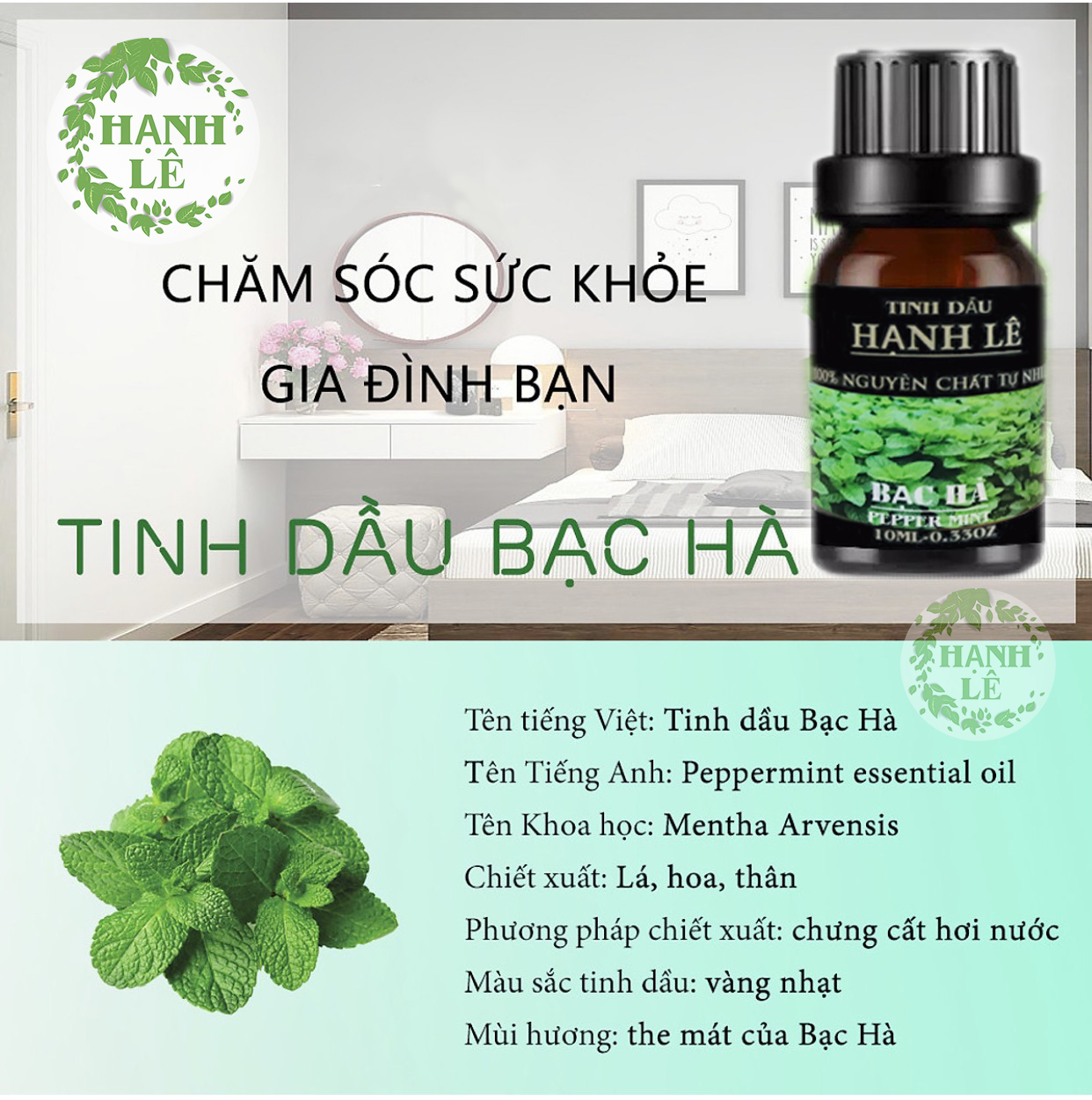 TINH DẦU BẠC HÀ HẠNH LÊ 100% NGUYÊN CHẤT TỪ THIÊN NHIÊN (10ML)