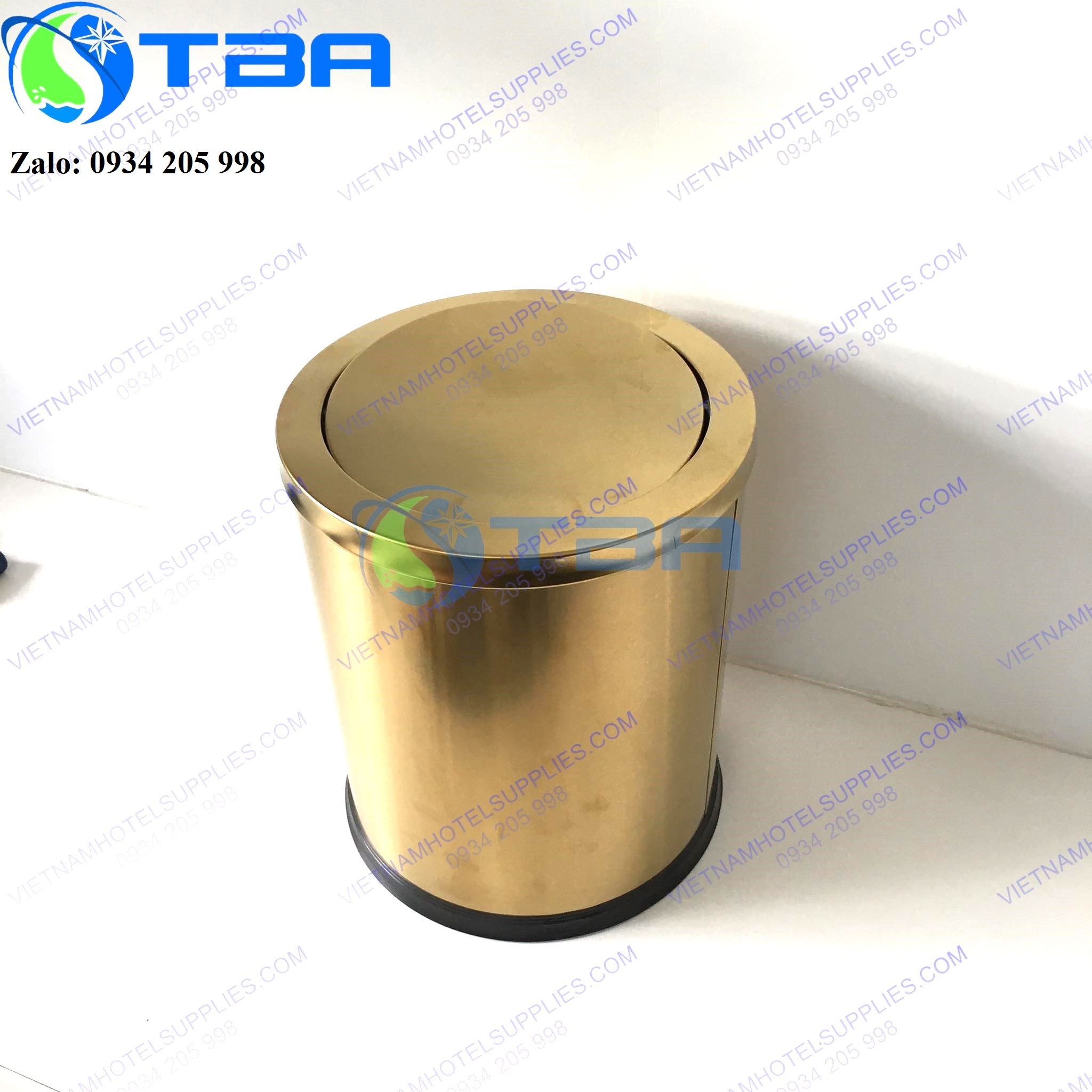 Thùng rác văn phòng inox mạ vàng nhập khẩu cao cấp