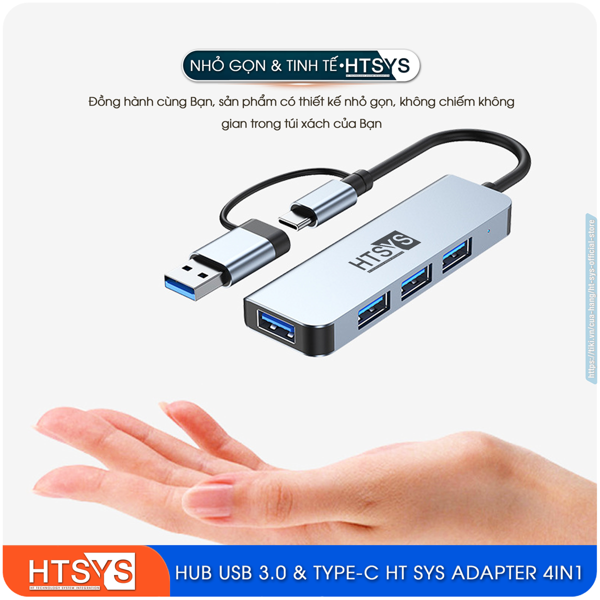 Hub Chuyển Đổi USB Type C HT SYS 4 in 1 To USB 3.0 - Hàng Chính Hãng