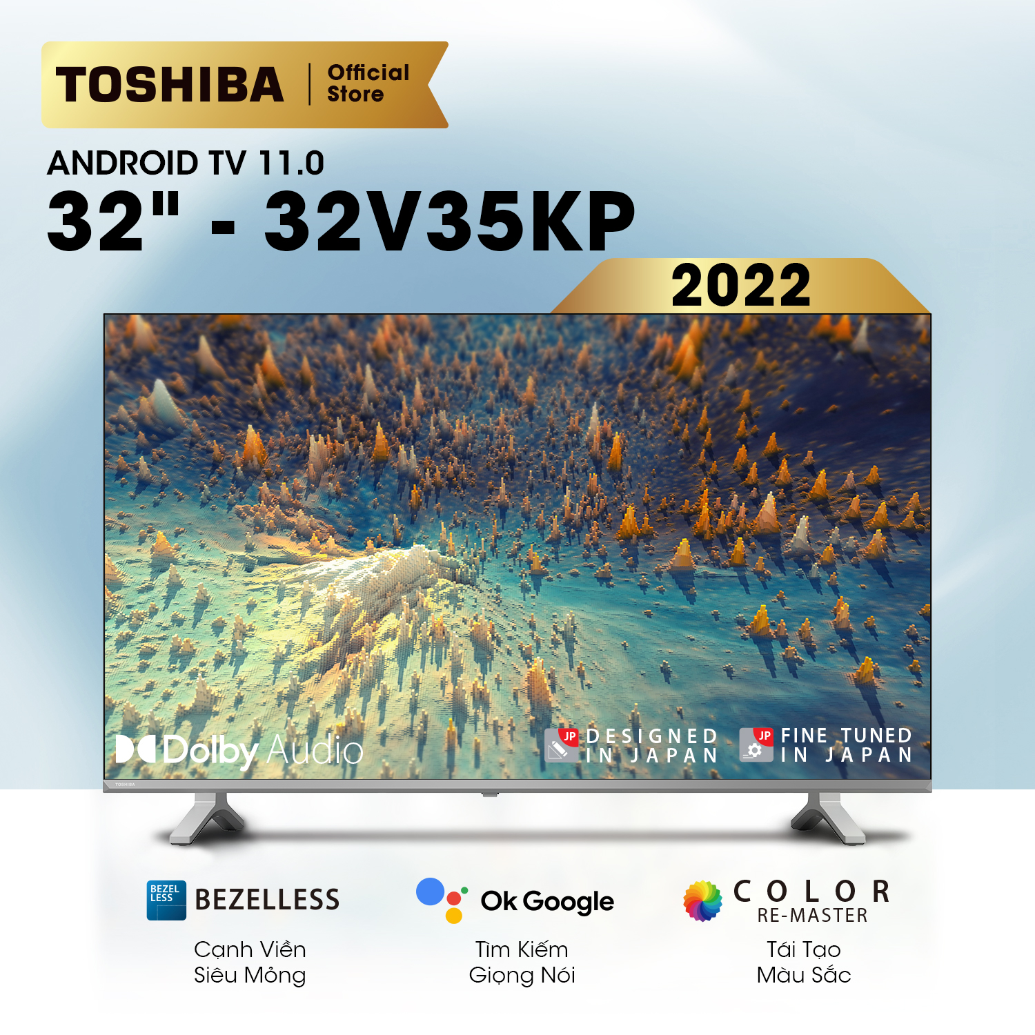 Android Tivi TOSHIBA 32 inch 32V35KP, Smart TV màn hình LED HD - Loa 20W - Hàng Chính Hãng