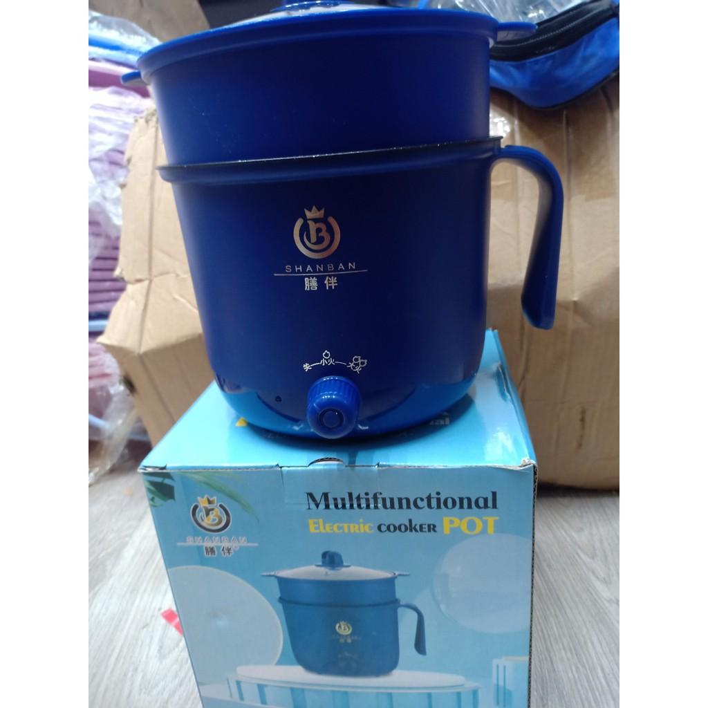 Nồi Lẩu Điện Xanh Mini CHỐNG DÍNH 2 Nấc Nhiệt, Ca Nấu Mì, Nồi Lẩu Siêu Tốc Kèm Giá Hấp