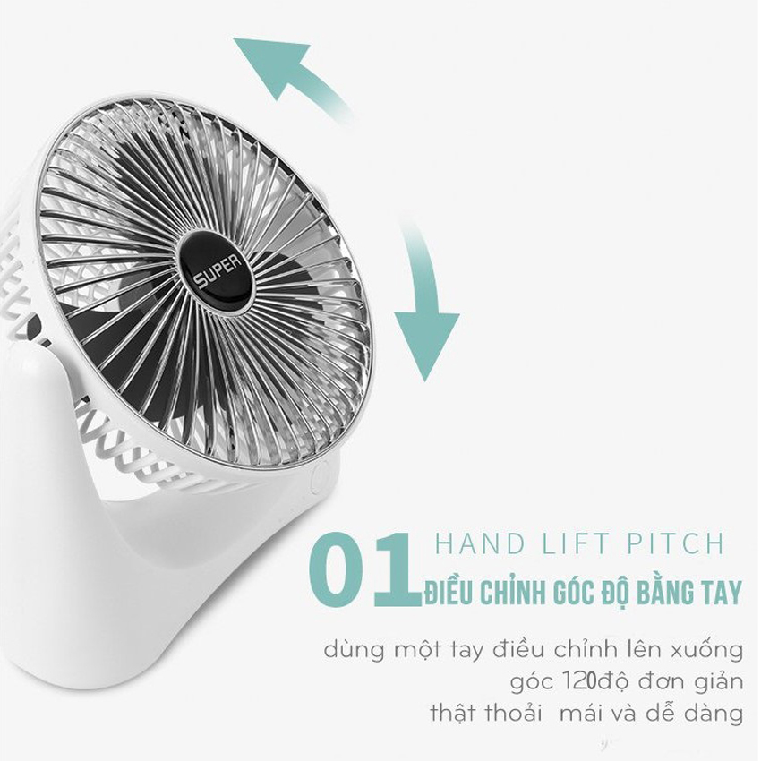 Quạt tích điện mini để bàn không dây Cao Cấp SeaSy SS70 – Quạt sạc điện USB cầm tay 3 chế độ tiện lợi, điều chỉnh hướng gió 120 độ, không gây ồn, dung lượng 4000 mAh có thể mang đi mọi lúc mọi nơi - Hàng Chính Hãng