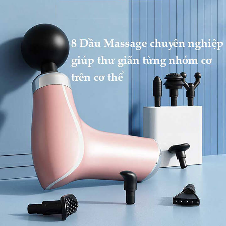 Máy massage cầm tay 8 đầu đấm lưng mát xa cổ vai gáy đa năng giảm đau nhức mệt mỏi, súng matxa toàn thân