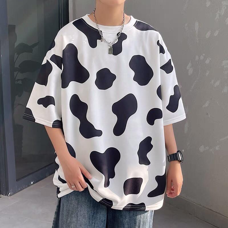 Áo Thun Tay Lỡ Oversize BÒ SỮA Unisex Nam Nữ Form Rộng HOT TREND