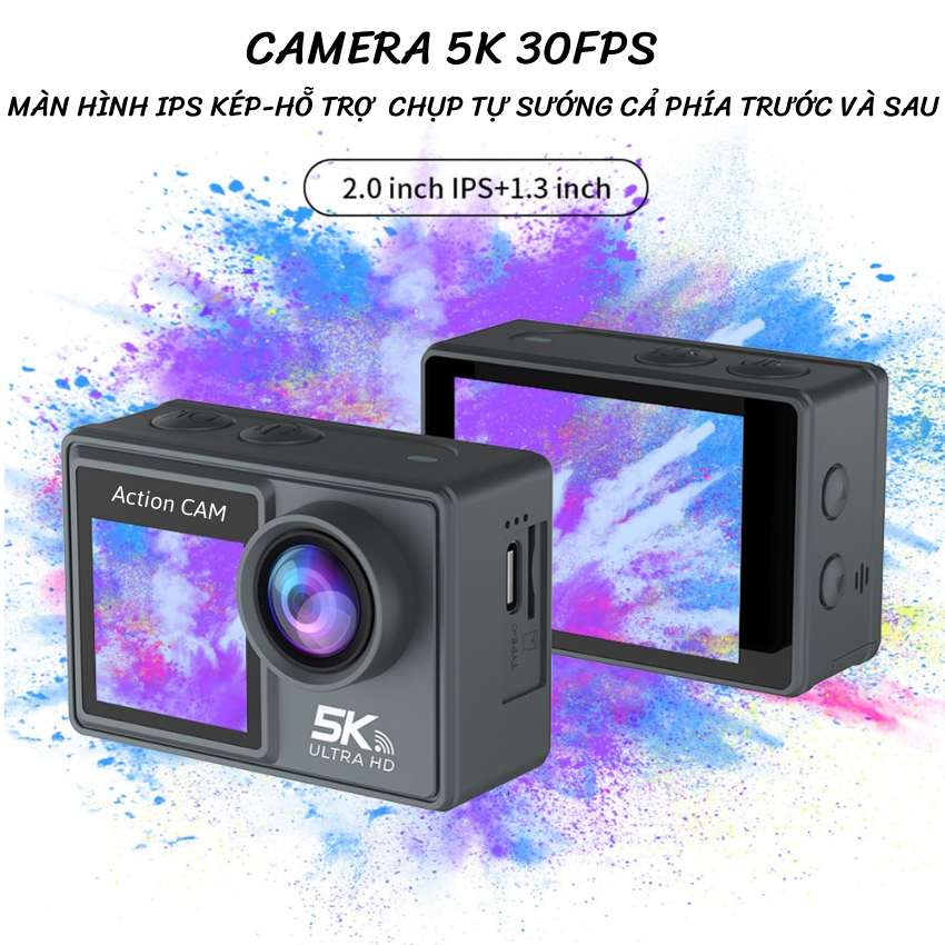 Camera Hành Trình 5K Siêu HD, Camera Giám Sát Hành Trình Ô Tô, Xe Máy Chống Nước, Chống Rung, Pin Siêu Trâu