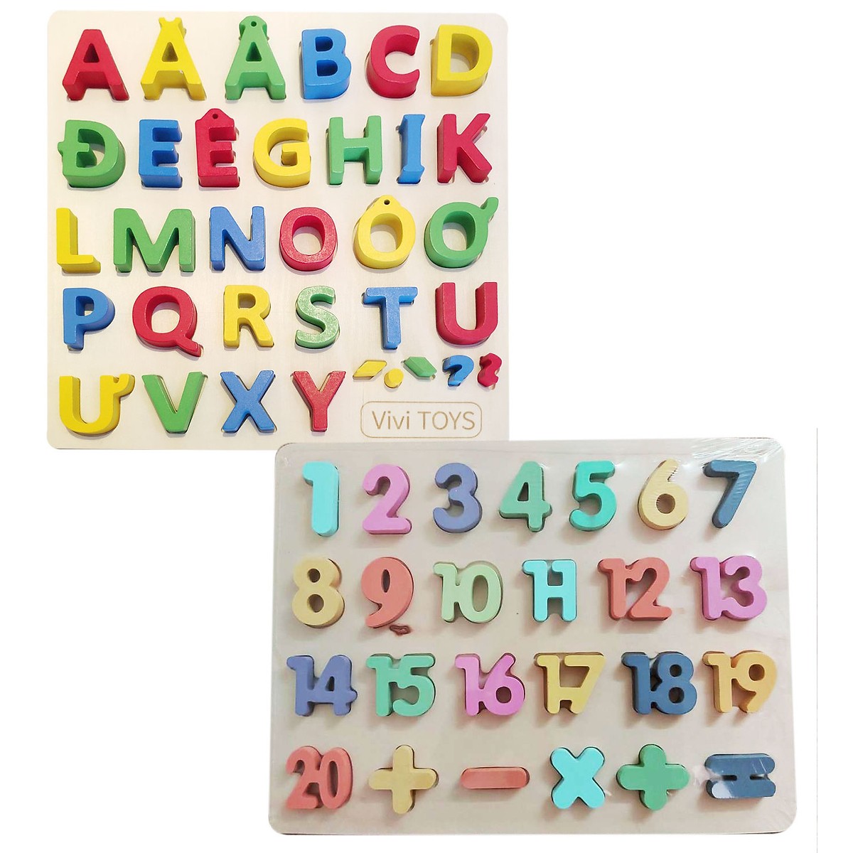 Combo bảng chữ tiếng Việt in hoa và bảng 20 số 3D Mykids - dồ chơi trí tuệ a