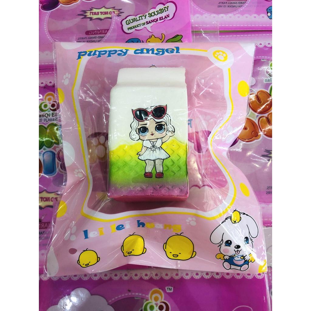 Squishy Lớn JUMBO Hình hộp sữa in hình cô gái váy trắng kính đỏ Đồ Chơi Xốp Giảm Stress Hình mềm mịn dễ Thương đàn hồi C