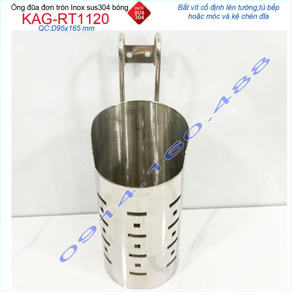Ống đũa tròn KAG-RT1120, ống đựng muỗng đũa nĩa Inox SUS304 dập khuôn cao cấp sáng bóng bền bỉ theo thời gian