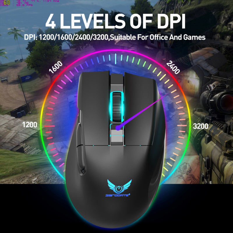 Chuột không dây LED RGB 3200 DPI Gaming Mouse T27 cho máy tính laptop hàng nhập khẩu