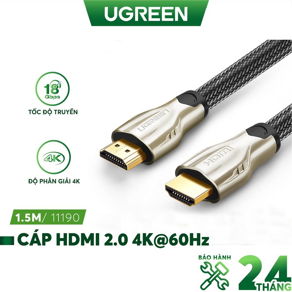 Dây cáp HDMI 2.0/ 1.4 hỗ trợ độ phân giải cao FullHD 4Kx2K 60Hz, dài từ 1-15m UGREEN HD102 dạng dây dẹt và dây tròn - Hàng chính hãng