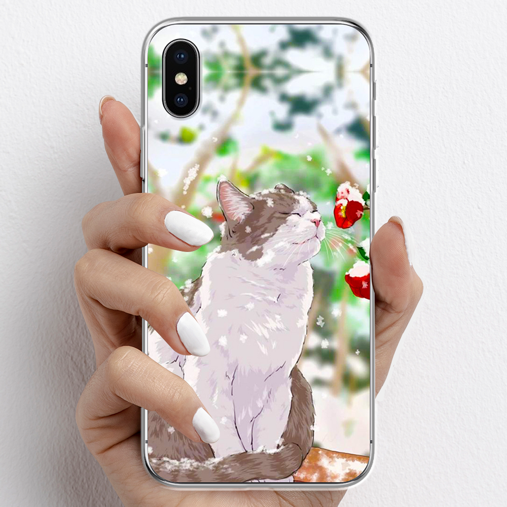 Ốp lưng cho iPhone X, iPhone XR nhựa TPU mẫu Mèo trắng