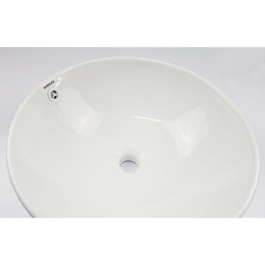 Chậu Lavabo sứ tròn dương bàn, men Nano tuyết sáng bóng Eurolife EL-LVB05 (Trắng)