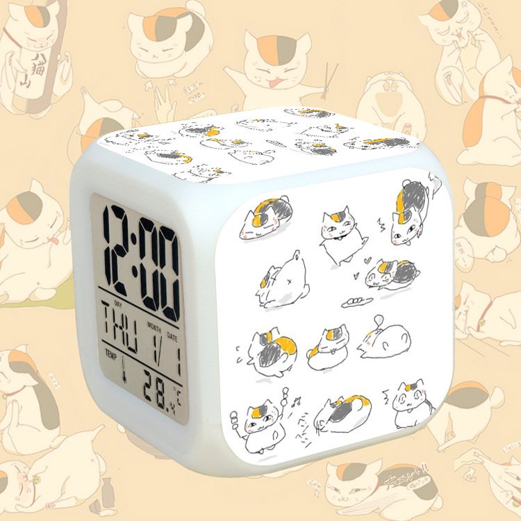 Đồng hồ báo thức để bàn in hình NATSUME YUUJINCHOU Hữu Nhân Sổ LED đổi màu tiện lợi chibi anime