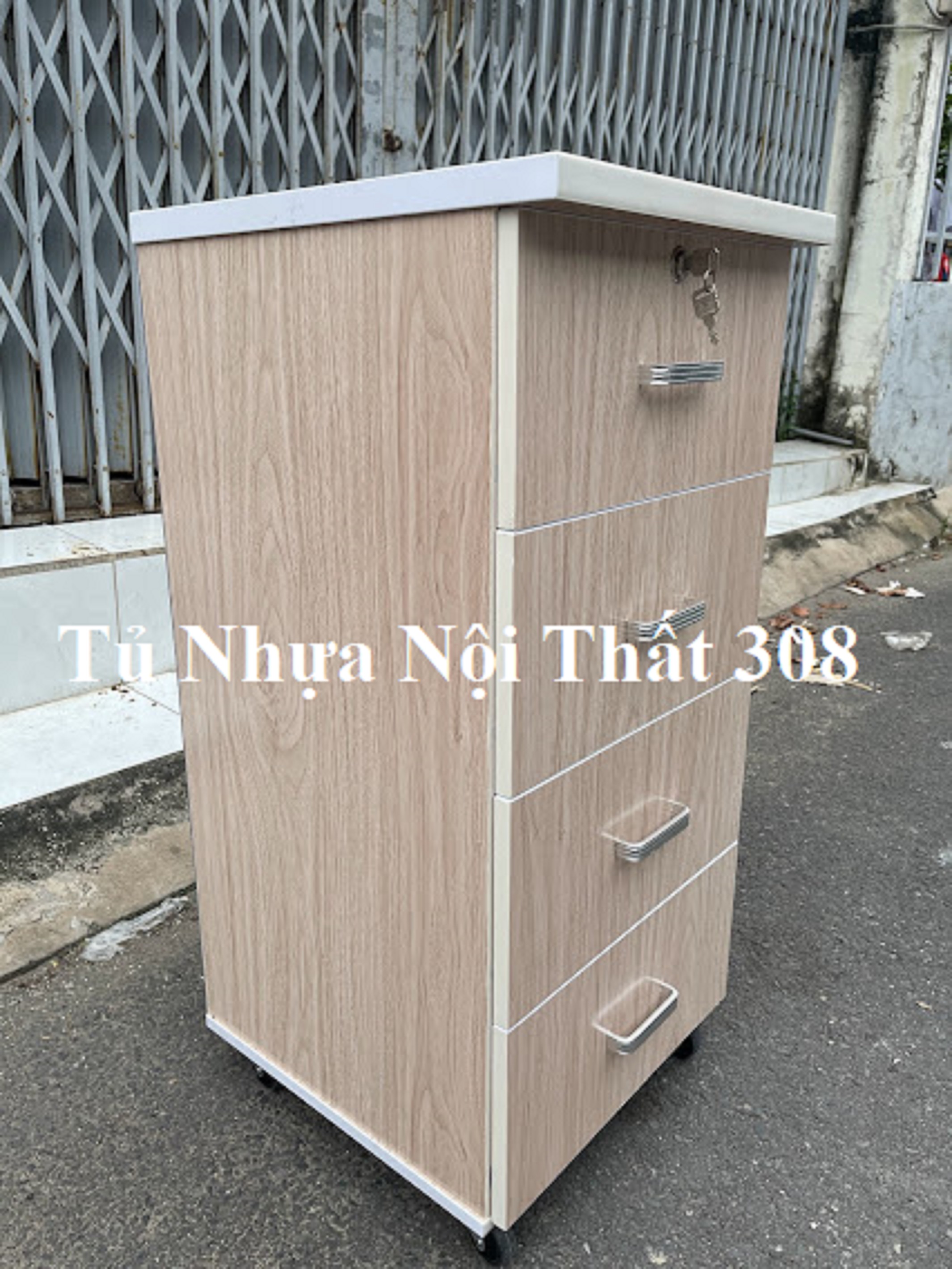 Tủ, Kệ Đầu Giường Nhựa Đài Loan Cao 89,5cm Ngang 42cm Sâu 42cm Màu Xoan Đào K116