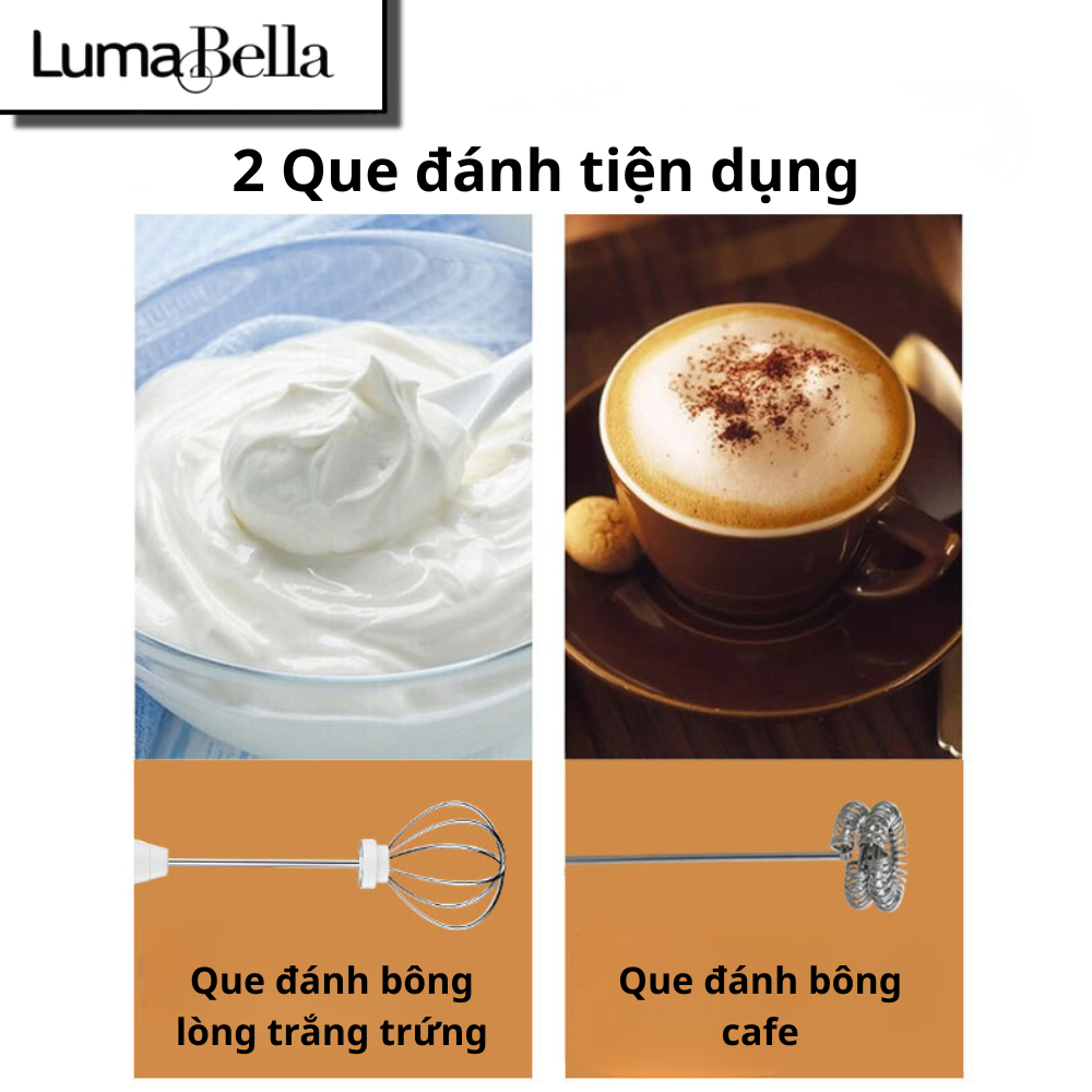 Máy đánh trứng, tạo bọt sữa cafe Lumabella LB-1772 thiết kế cầm tay cỡ nhỏ tiện dụng cho gia đình - DELIYA - HÀNG CHÍNH HÃNG