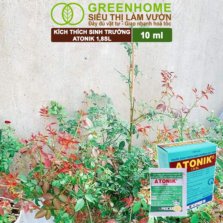 Phân bón lá Atonik Greenhome, gói 10ml, thúc đẩy sinh trưởng cây trồng chuyên phong lan, hoa hồng, bông giấy, sen đá