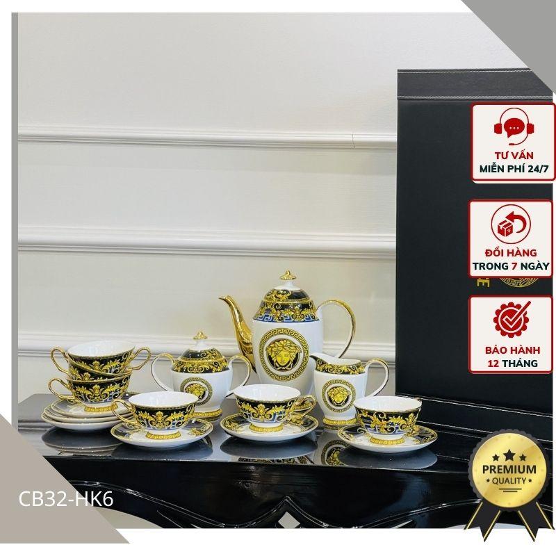 Ấm chén họa tiết sang trọng mang phong cách tân cổ điển ACT22 - Chất liệu men sứ cao cấp