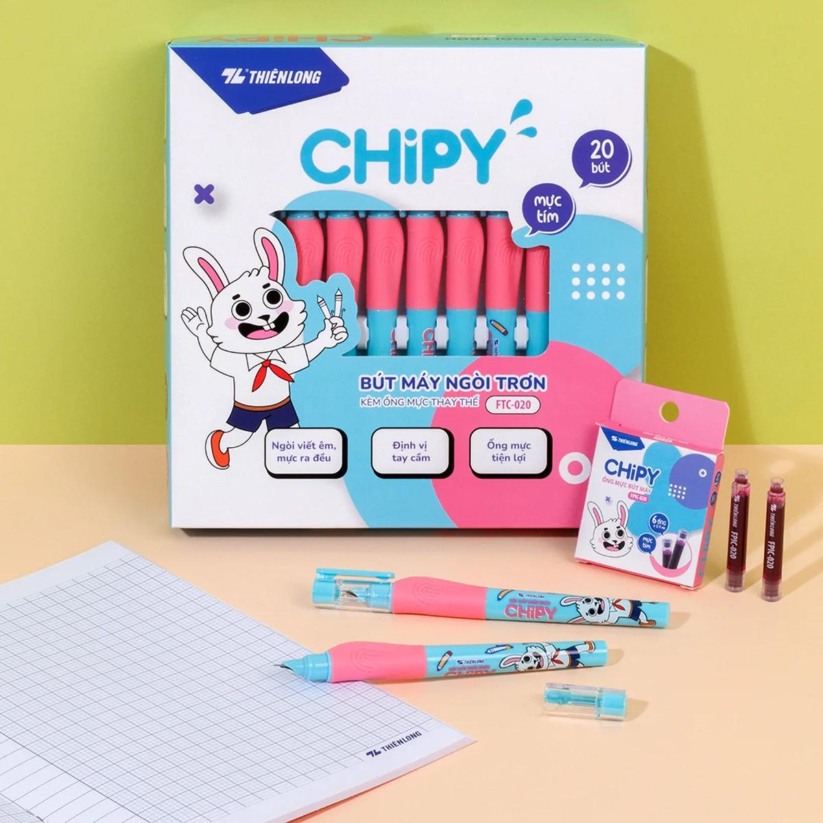 Bút Máy Chipy - Thiên Long FTC-020 - Thân Hồng - Mực Tím