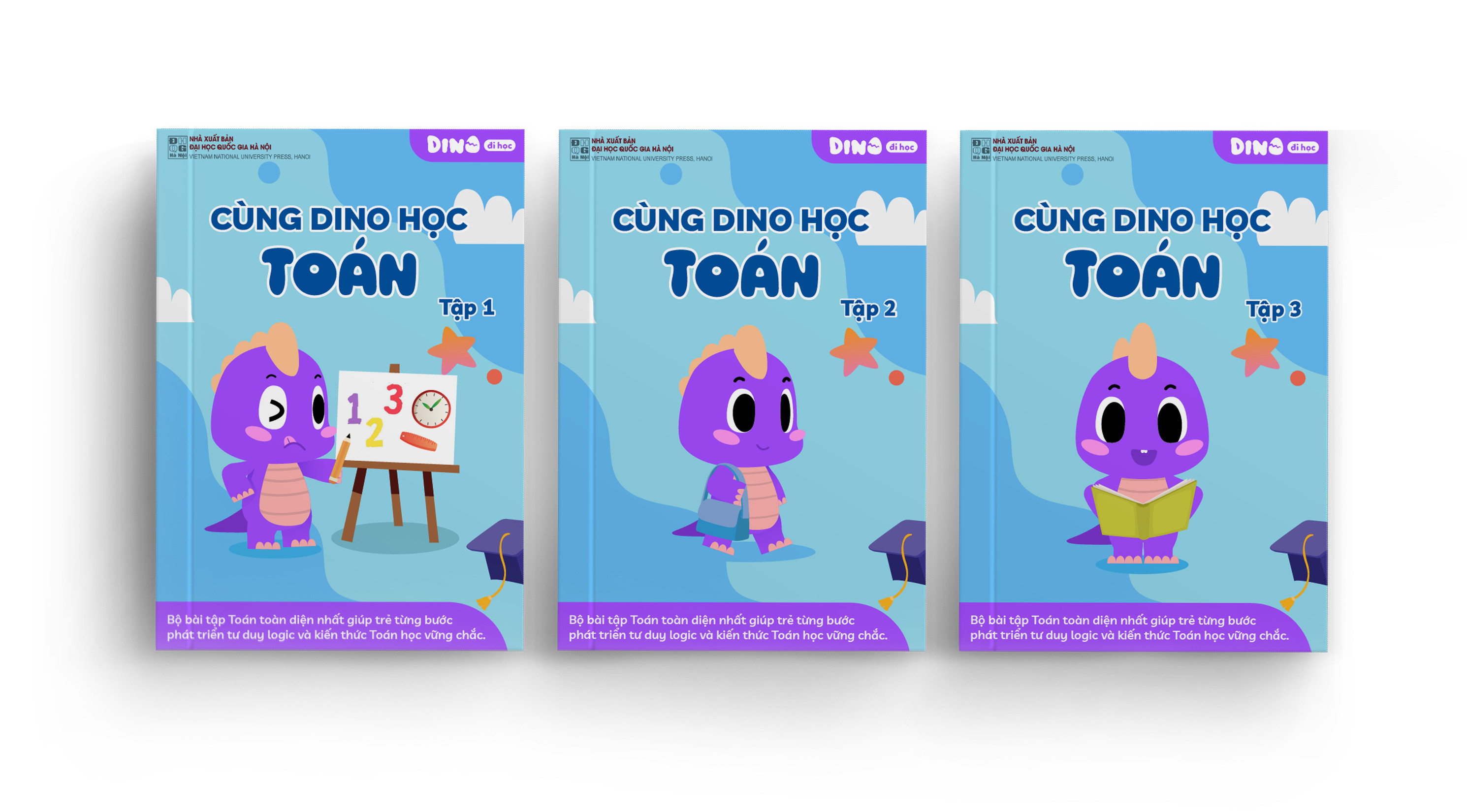 (BỘ 3 QUYỂN) Sách bổ trợ Dino Đi Học - Cùng Dino học toán Tập 1, 2, 3 cho trẻ từ 3-6 tuổi