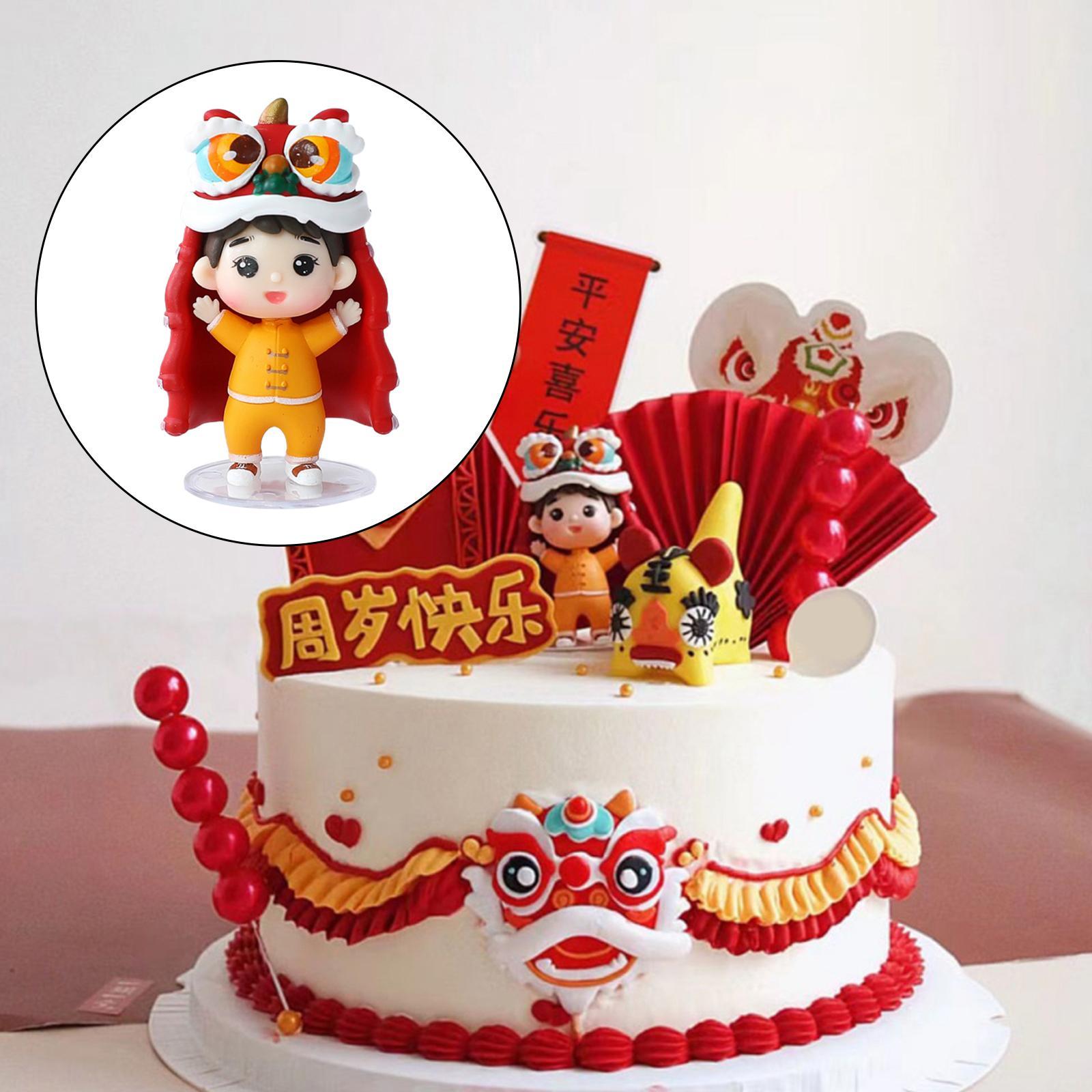 Small Chinese Doll Figurine Crafts for Desktop Decor Cake Topper Decor