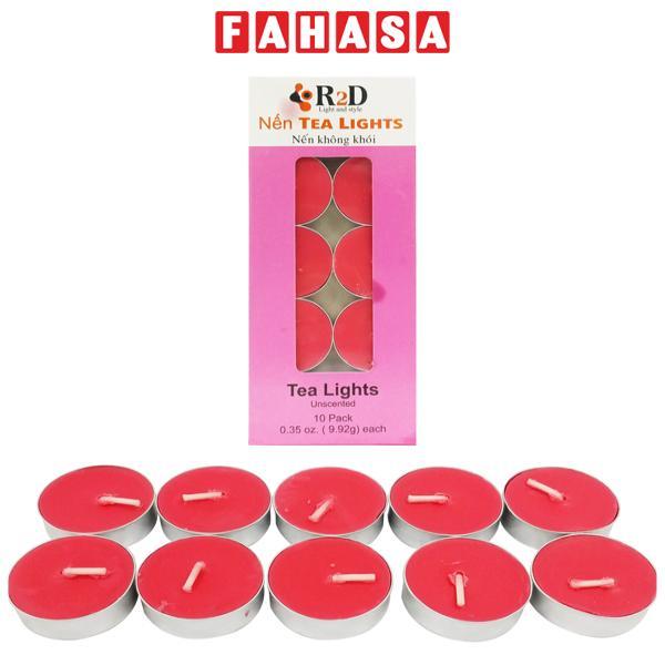Hộp 10 Nến Không Khói Tealight Candle R2D - Màu Đỏ