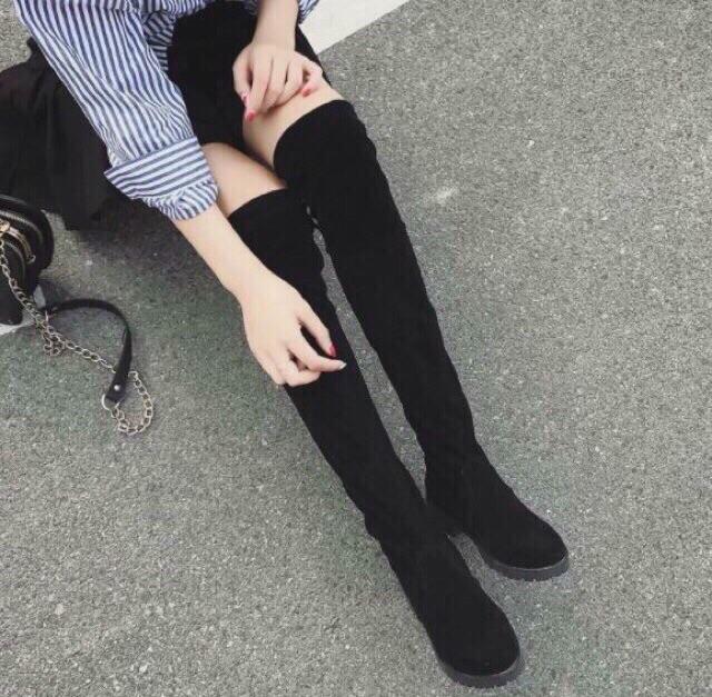 Bốt đùi nữ gót bệt 3 phân