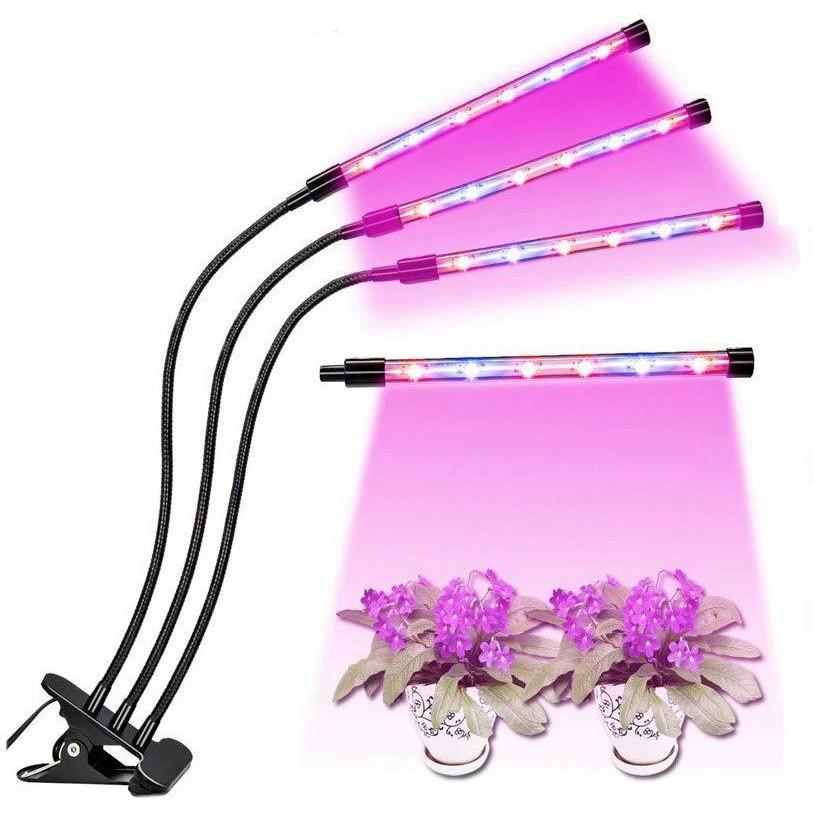LED trồng cây 30W kẹp chân 3 nhánh hẹn giờ USB