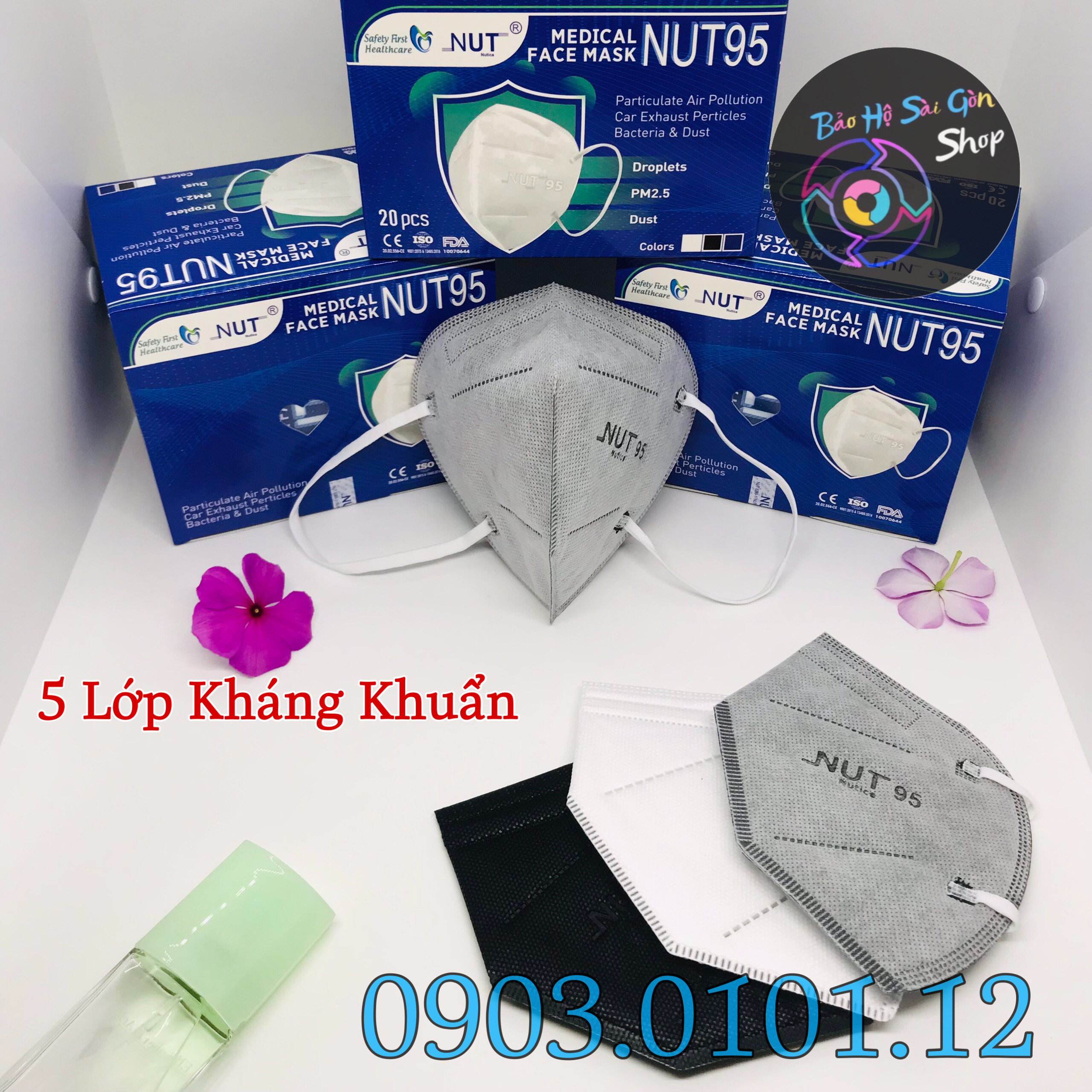 Khẩu trang n95 Nut chính hãng, kn95 5 lớp kháng khuẩn cao cấp hộp 20 cái