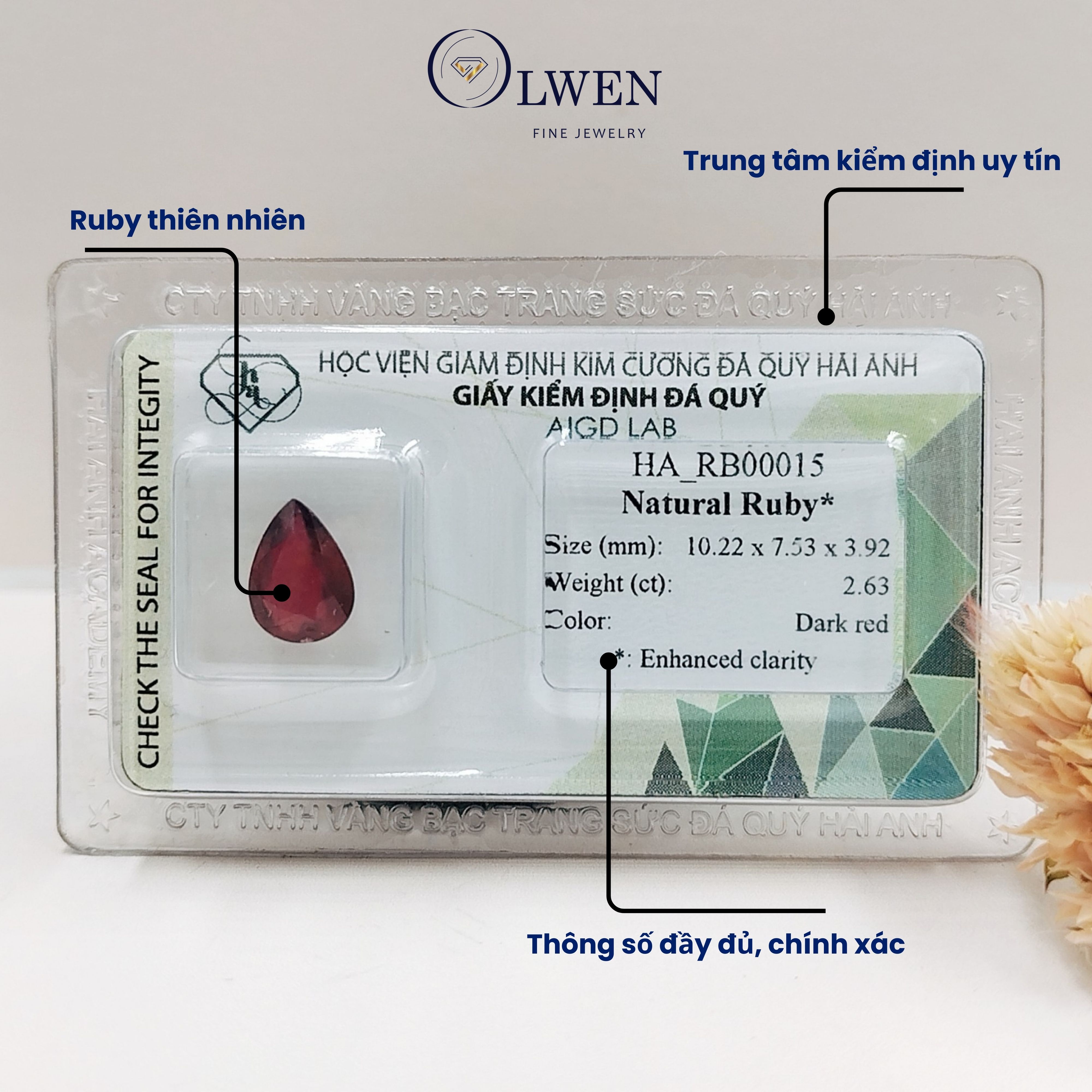 Viên đá Ruby thiên nhiên cắt giác_HA_RB00015