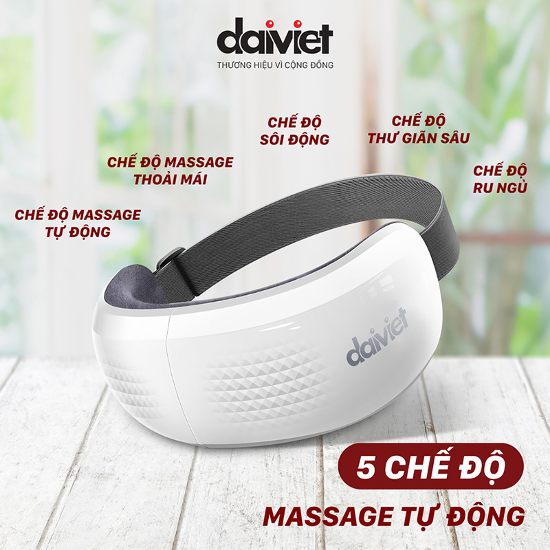 Máy Massage Mắt DVMM-00001 Đại Việt Chườm Nóng, Rung, Nghe Nhạc, Giảm Mỏi Mắt, Hỗ Trợ Lưu Thông Tuần Hoàn Máu - Hàng chính hãng