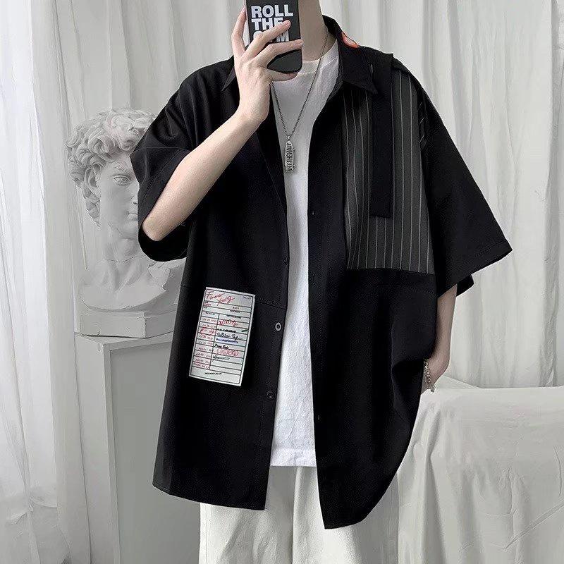 Áo Sơ Mi Tay Ngắn Kẻ Sọc Thời Trang Hàn Quốc Cho Nam