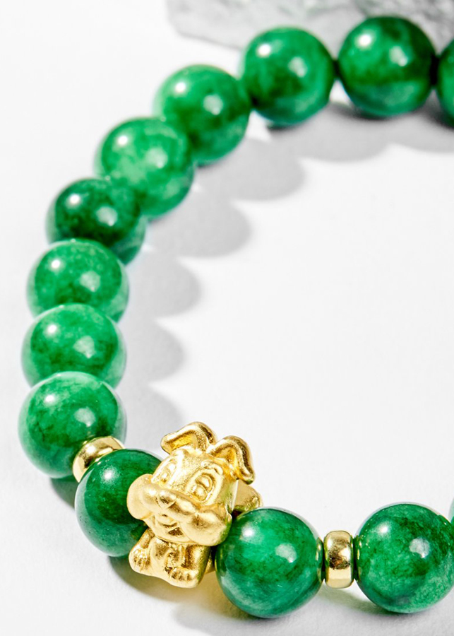 Vòng Tay Phong Thủy Nữ Đá Cẩm Thạch Sơn Thủy Phối Charm Tuổi Mão Bạc Mạ Vàng 24K Mệnh Mộc, Hỏa Ngọc Quý Gemstones