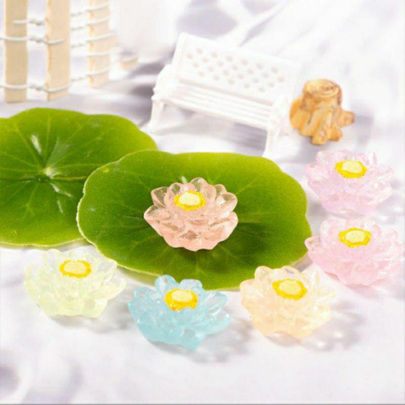 Mô hình hoa sen dạ quang nhiều màu phát sáng trang trí bể cá, hồ thủy sinh.