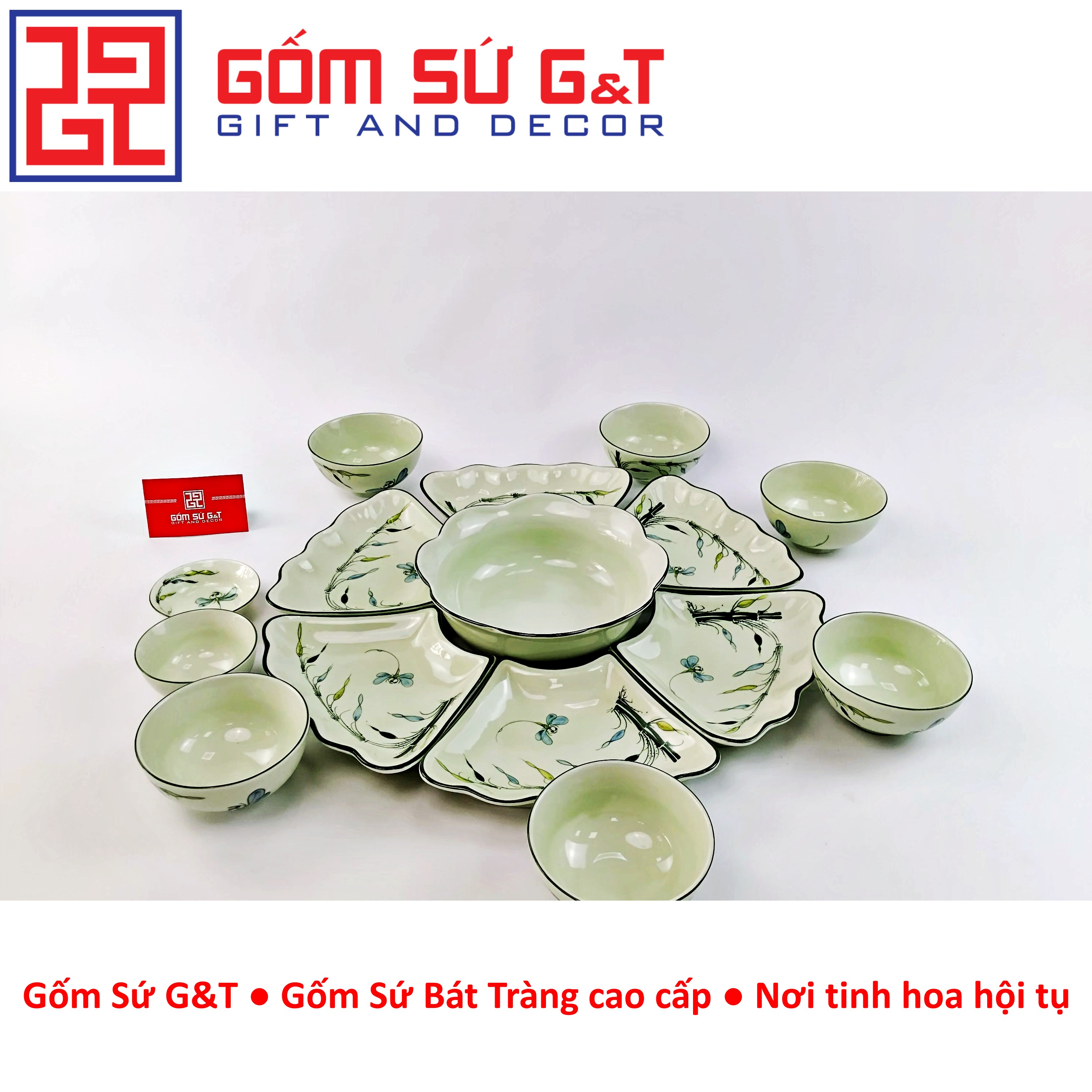 Bộ đồ ăn mặt trời vẽ trúc chuồn Gốm Sứ G&amp;T