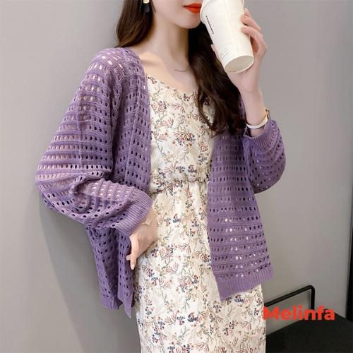 Áo len cardigan nữ, áo khoác len dập lỗ sợi len dệt kim mềm mịn co giãn thoải mái mã VAA0312