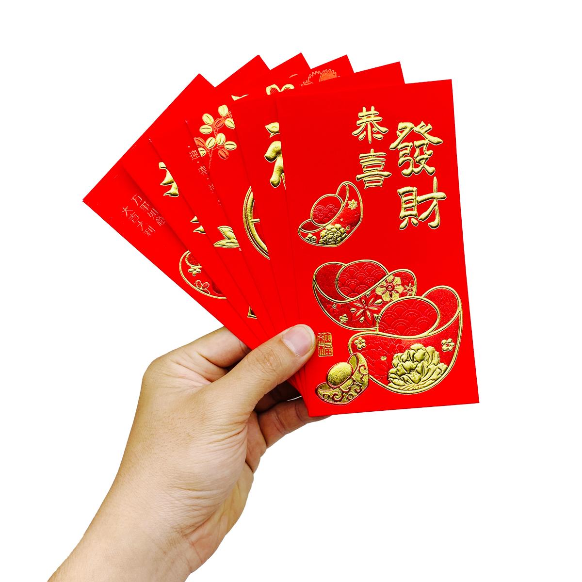 Bộ 6 Bao Lì Xì Nhũ Tết Bính Ngọ 2026 - H7.2 - Mẫu Ngẫu Nhiên