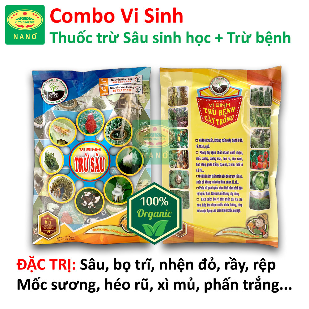 VƯỜN SINH THÁI - Combo vi sinh Thuốc Trừ Sâu Sinh Học và Trừ Nấm Bệnh cây trồng - Với hàng tỷ lợi khuẩn đối kháng - Sản phẩm Sạch - 100% Tự Nhiên